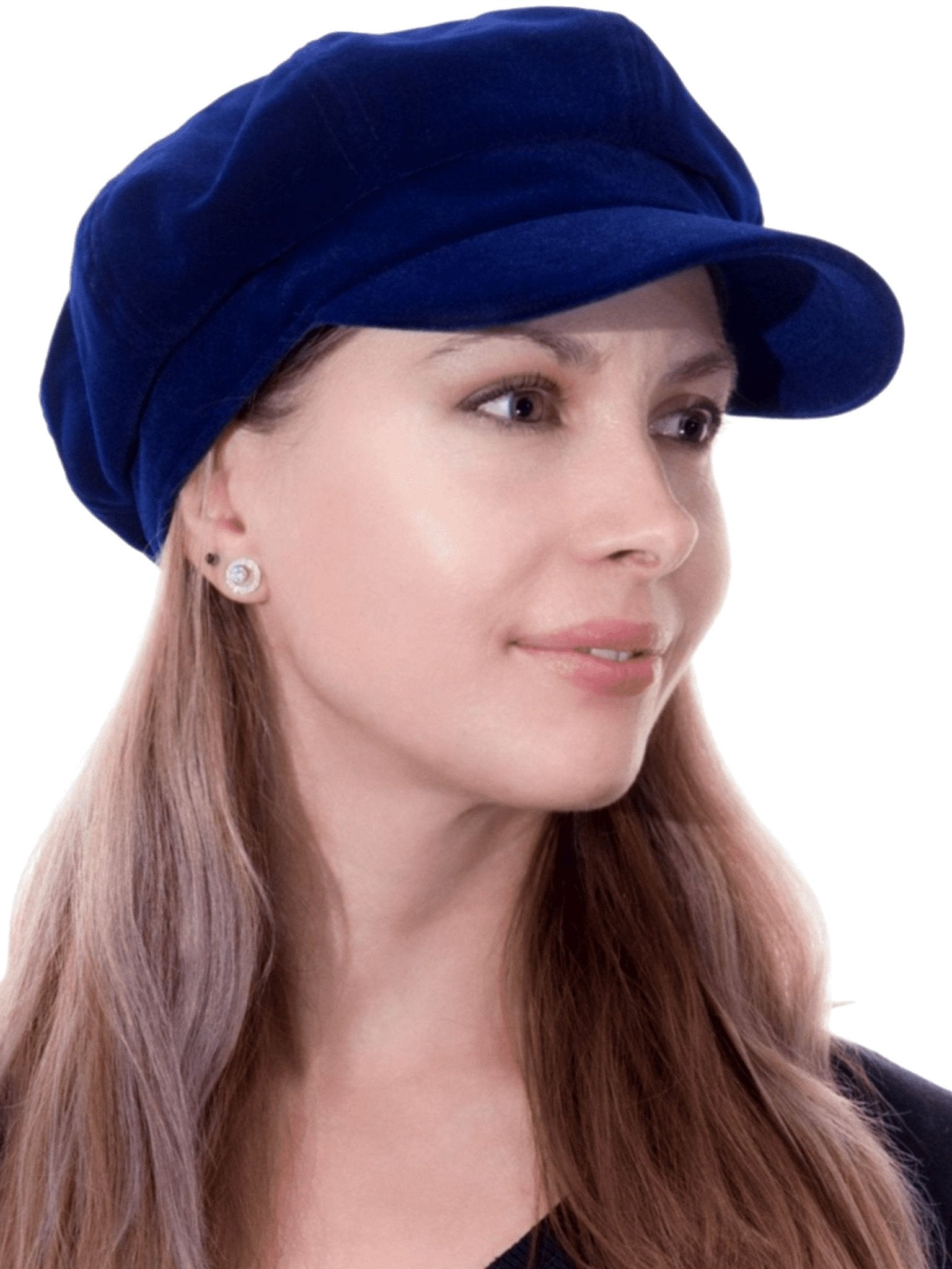 Craggi Ladies Velvet Blue Baker Boy Hat, Womens Velvet Newsboy Cap Shelby CRAGGI Hats