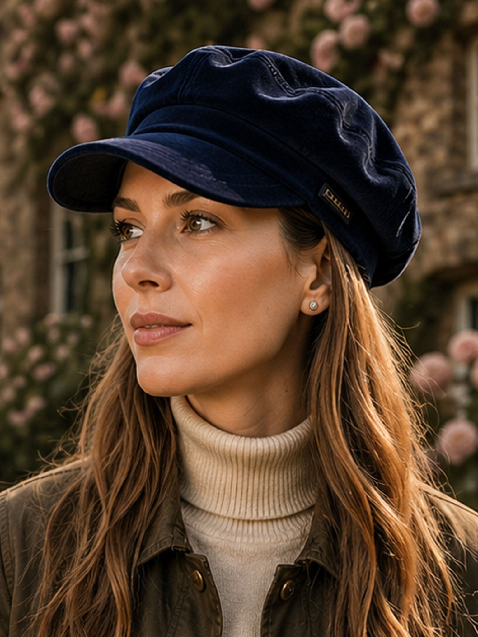 Craggi Ladies Velvet Blue Baker Boy Hat, Womens Velvet Newsboy Cap Shelby CRAGGI Hats