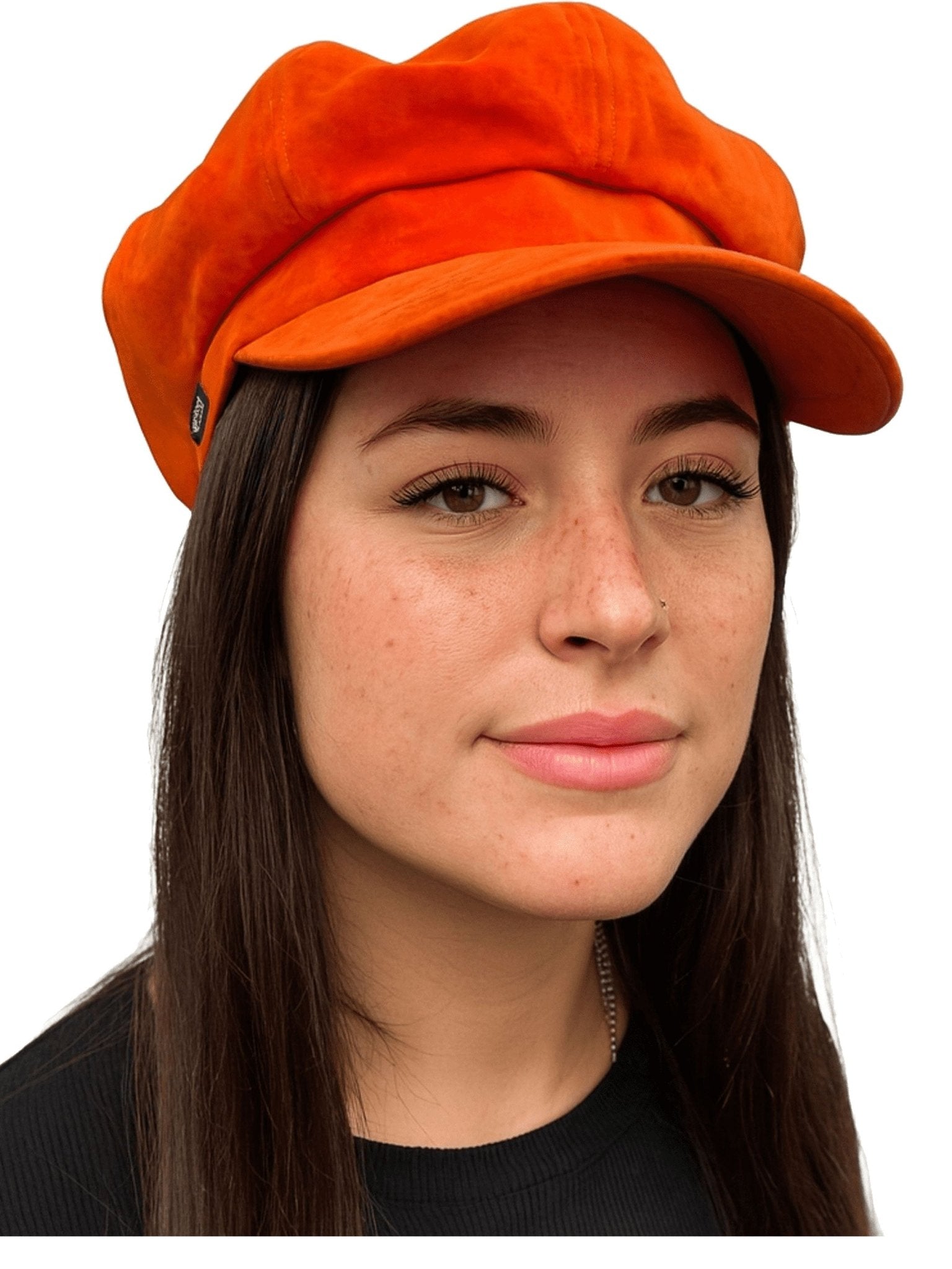 Craggi Ladies Velvet Orange Baker Boy Hat, Womens Shelby Newsboy Cap CRAGGI Hats