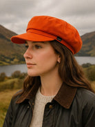Craggi Ladies Velvet Orange Baker Boy Hat, Womens Shelby Newsboy Cap CRAGGI Hats