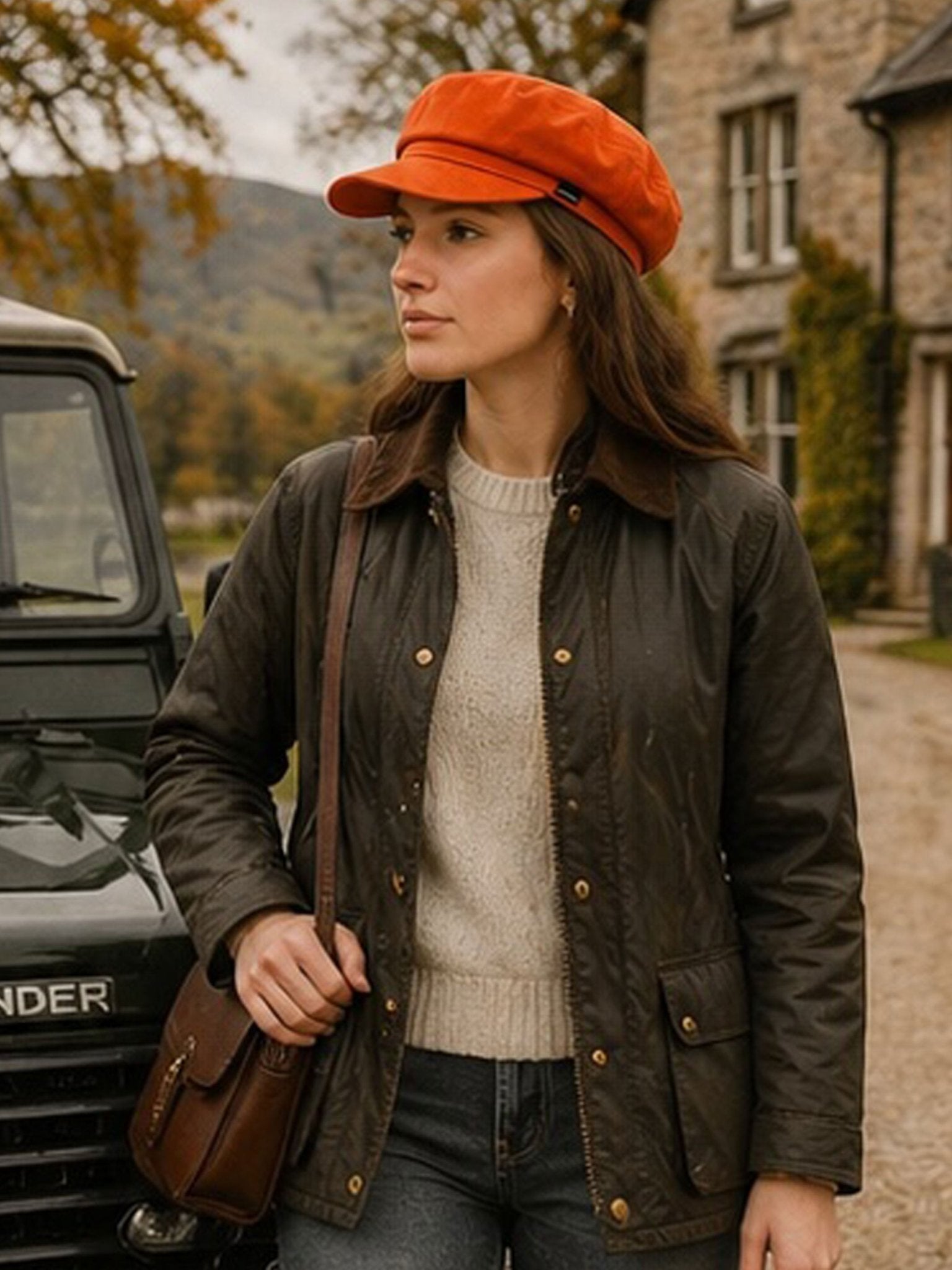 Craggi Ladies Velvet Orange Baker Boy Hat, Womens Shelby Newsboy Cap CRAGGI Hats