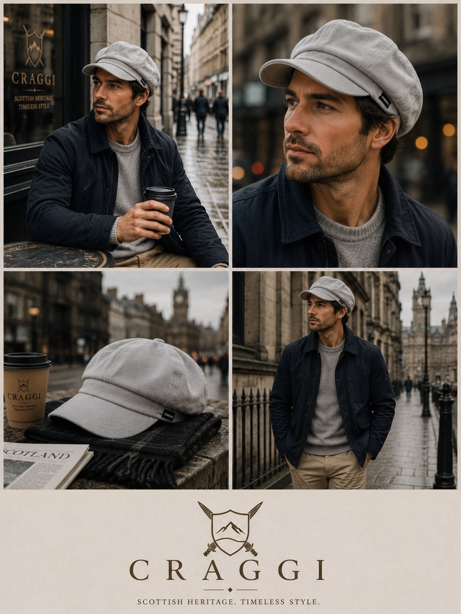 Craggi Mens Grey Denim Peaky Blinders Shelby washed grey Hat, Newsboy Cap CRAGGI Hats