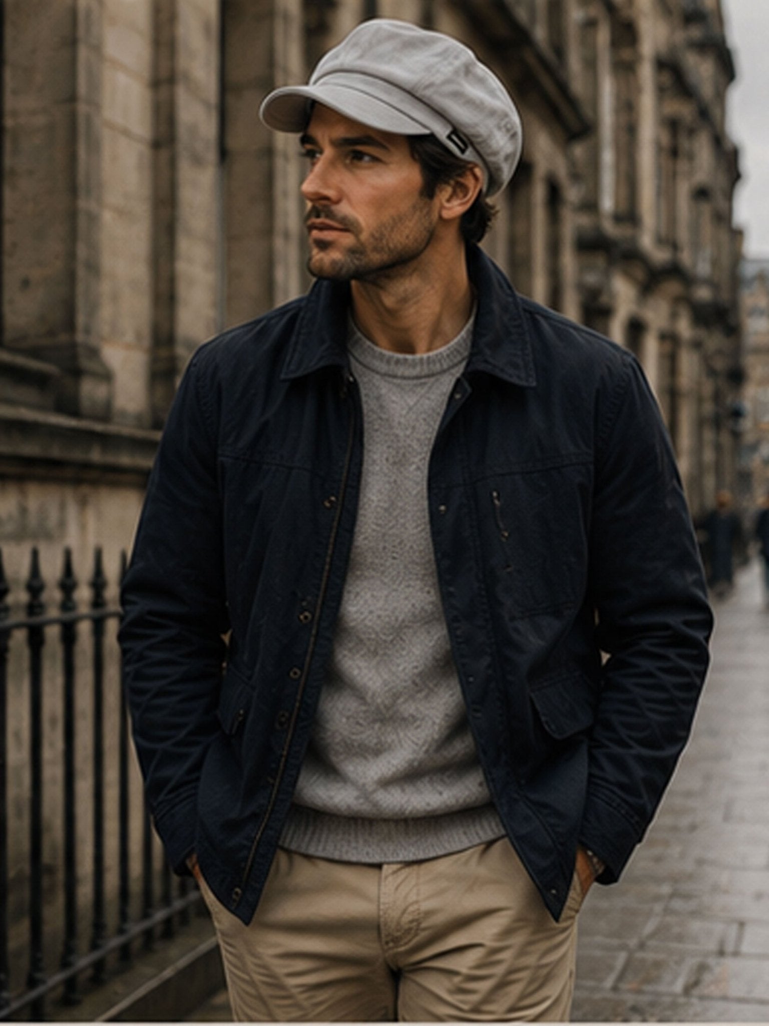 Craggi Mens Grey Denim Peaky Blinders Shelby washed grey Hat, Newsboy Cap CRAGGI Hats