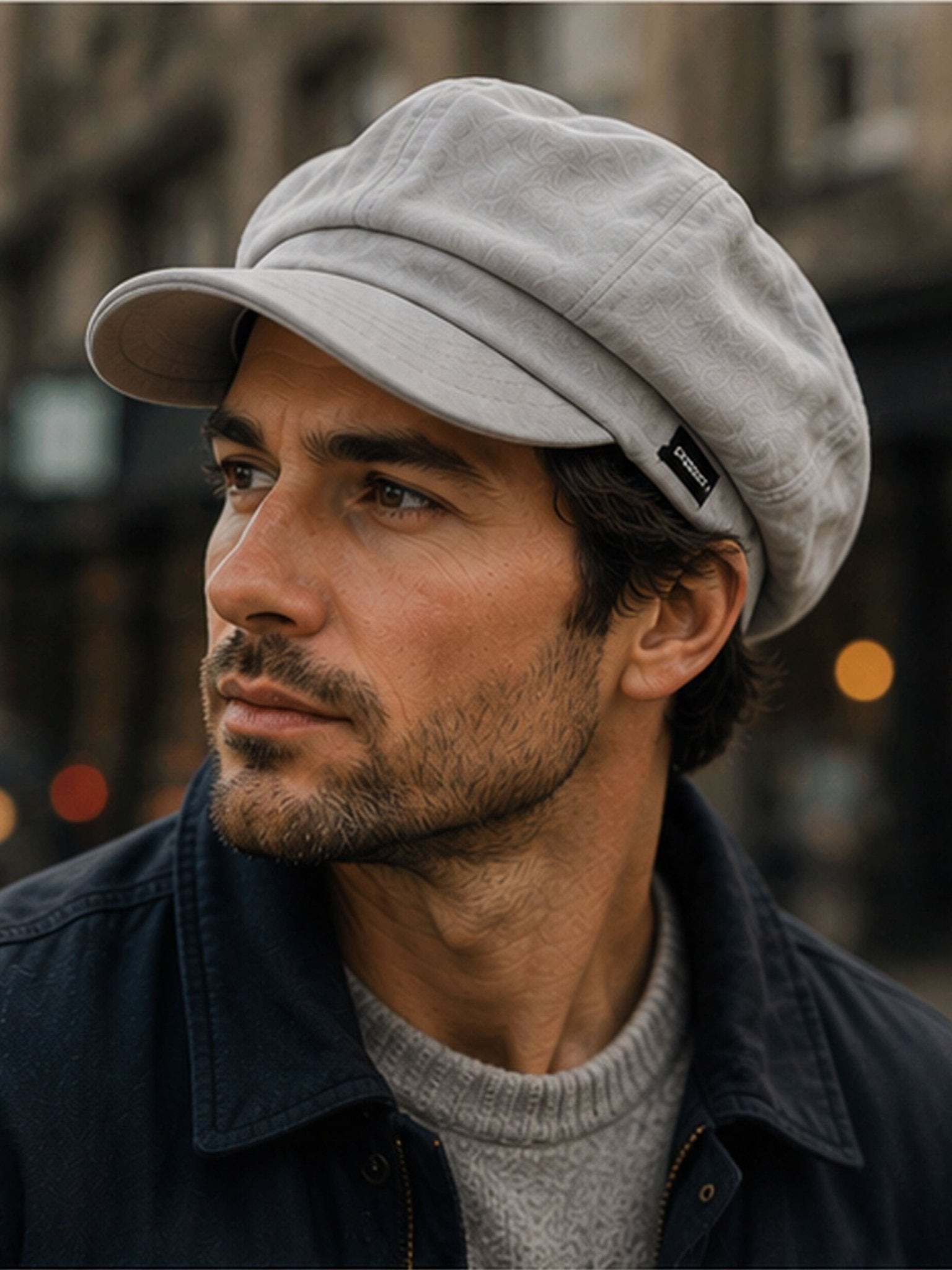 Craggi Mens Grey Denim Peaky Blinders Shelby washed grey Hat, Newsboy Cap CRAGGI Hats