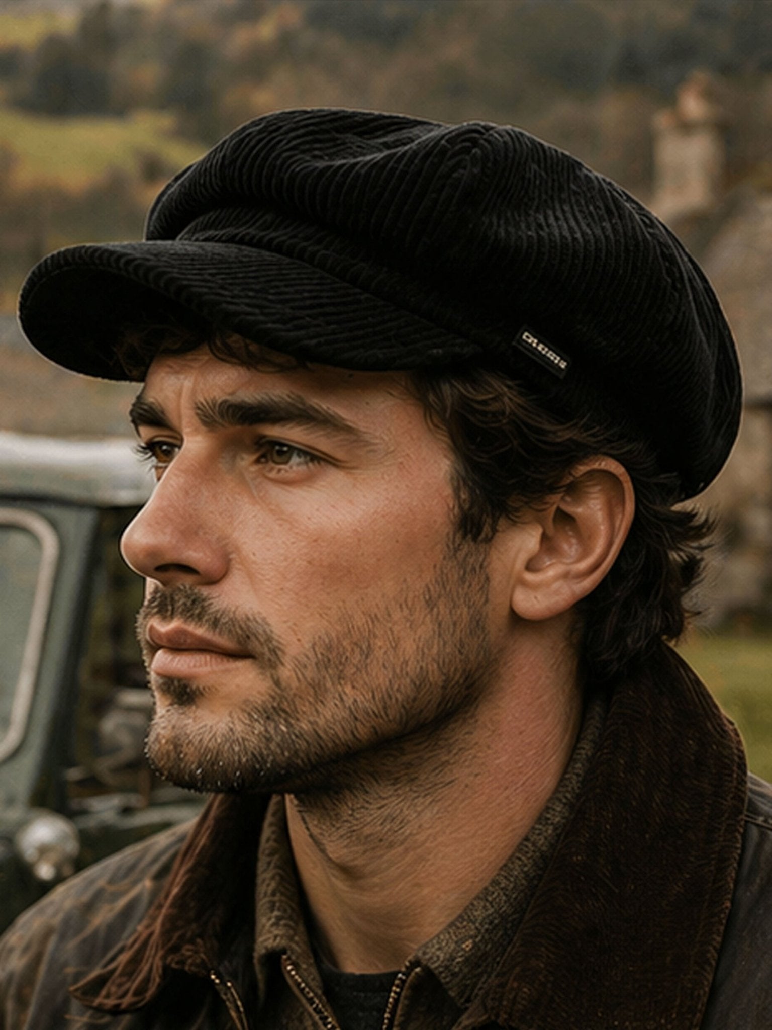 Craggi Mens Peaky Blinders style Baker boy Black Cord Hat. Mans Shelby Cap CRAGGI Hats