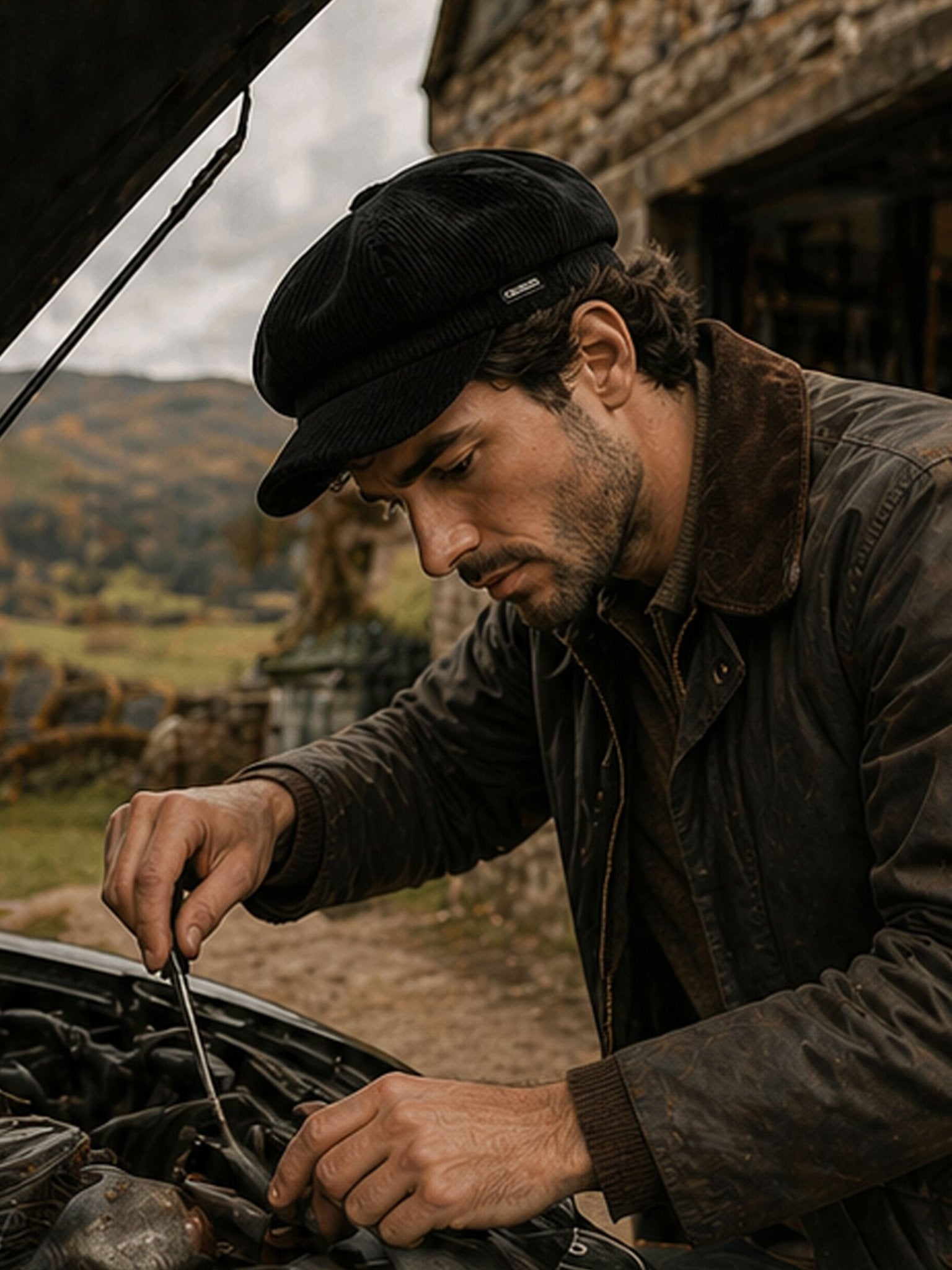 Craggi Mens Peaky Blinders style Baker boy Black Cord Hat. Mans Shelby Cap CRAGGI Hats
