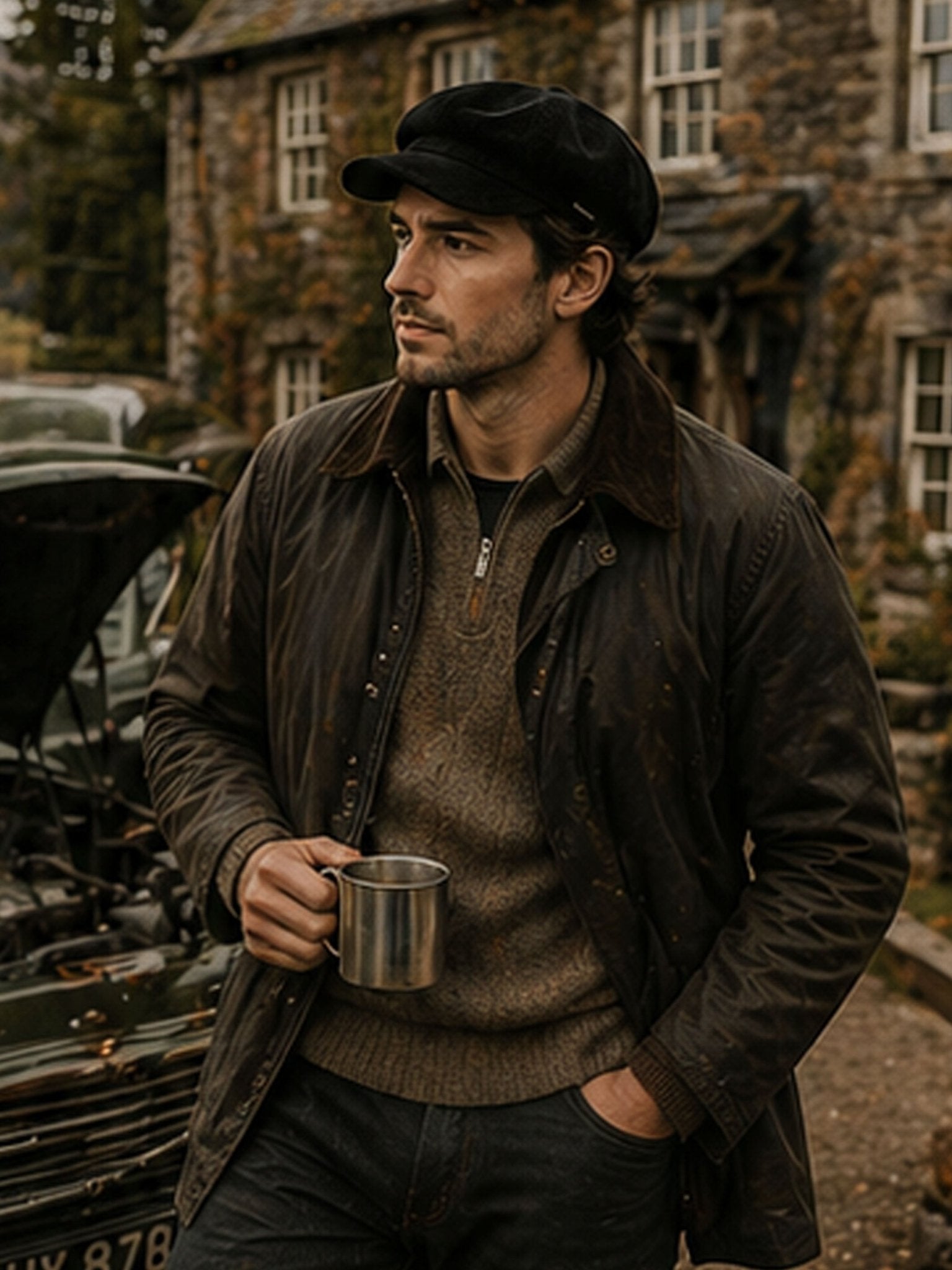 Craggi Mens Peaky Blinders style Baker boy Black Cord Hat. Mans Shelby Cap CRAGGI Hats