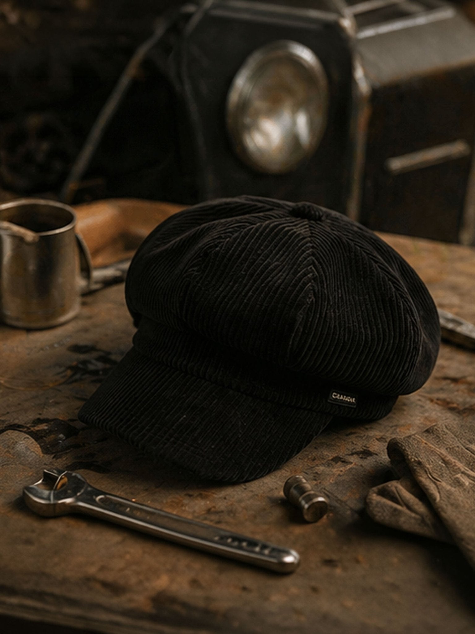 Craggi Mens Peaky Blinders style Baker boy Black Cord Hat. Mans Shelby Cap CRAGGI Hats