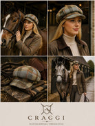 Craggi Olive Tweed Baker Boy Hat Newsboy Cap Sand Check Shelby Hats ladies CRAGGI Hats