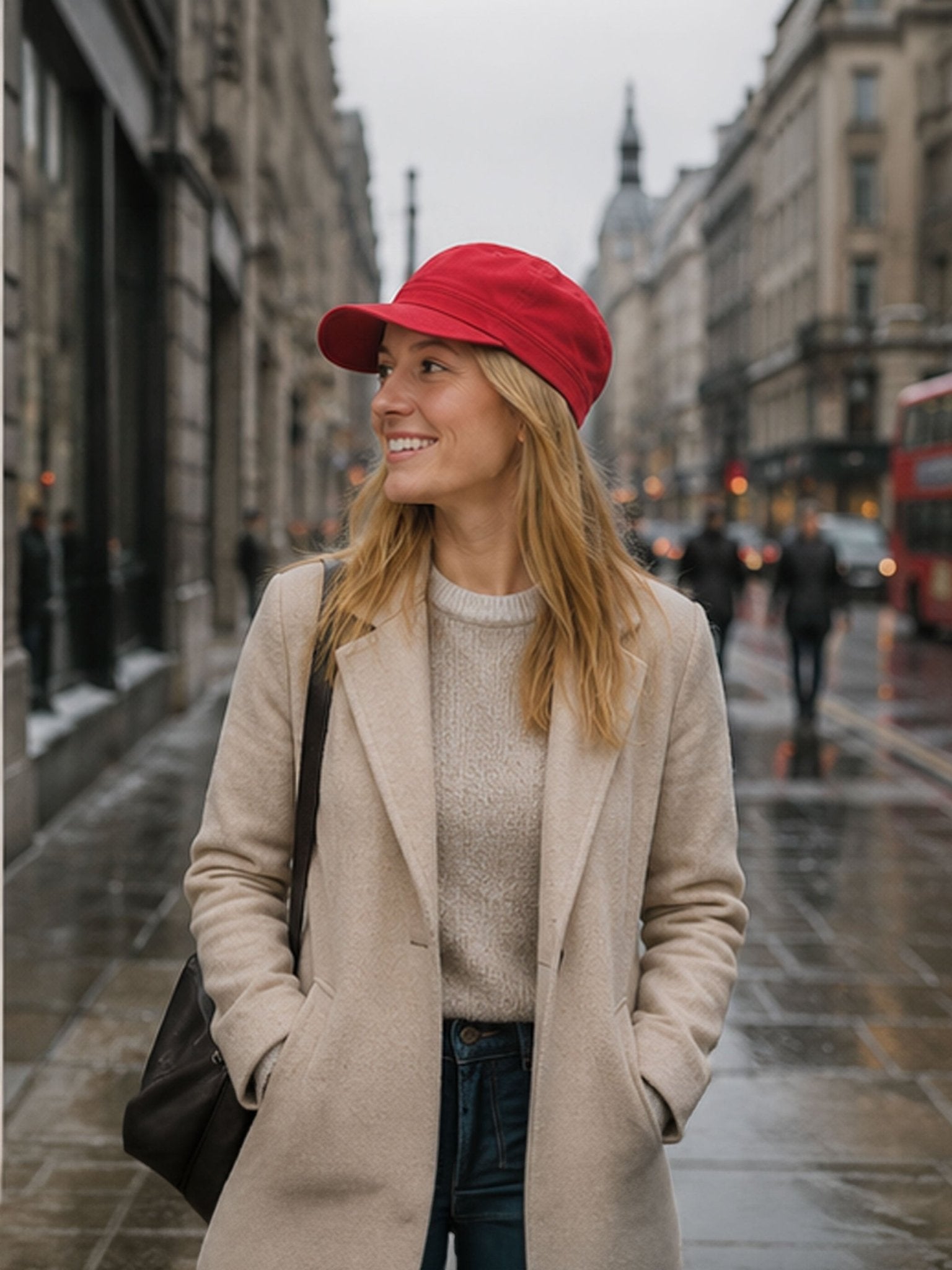 Craggi Red Washed Denim Newsboy Cap – Military inspired Cotton Hat - Casual, Festival & Streetwear Fashion CRAGGI Hats
