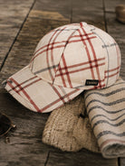 CRAGGI Signature Check Baseball Cap – Ladies Adjustable Cotton Hat Navy Red Cream Check Sports Cap CRAGGI Hats