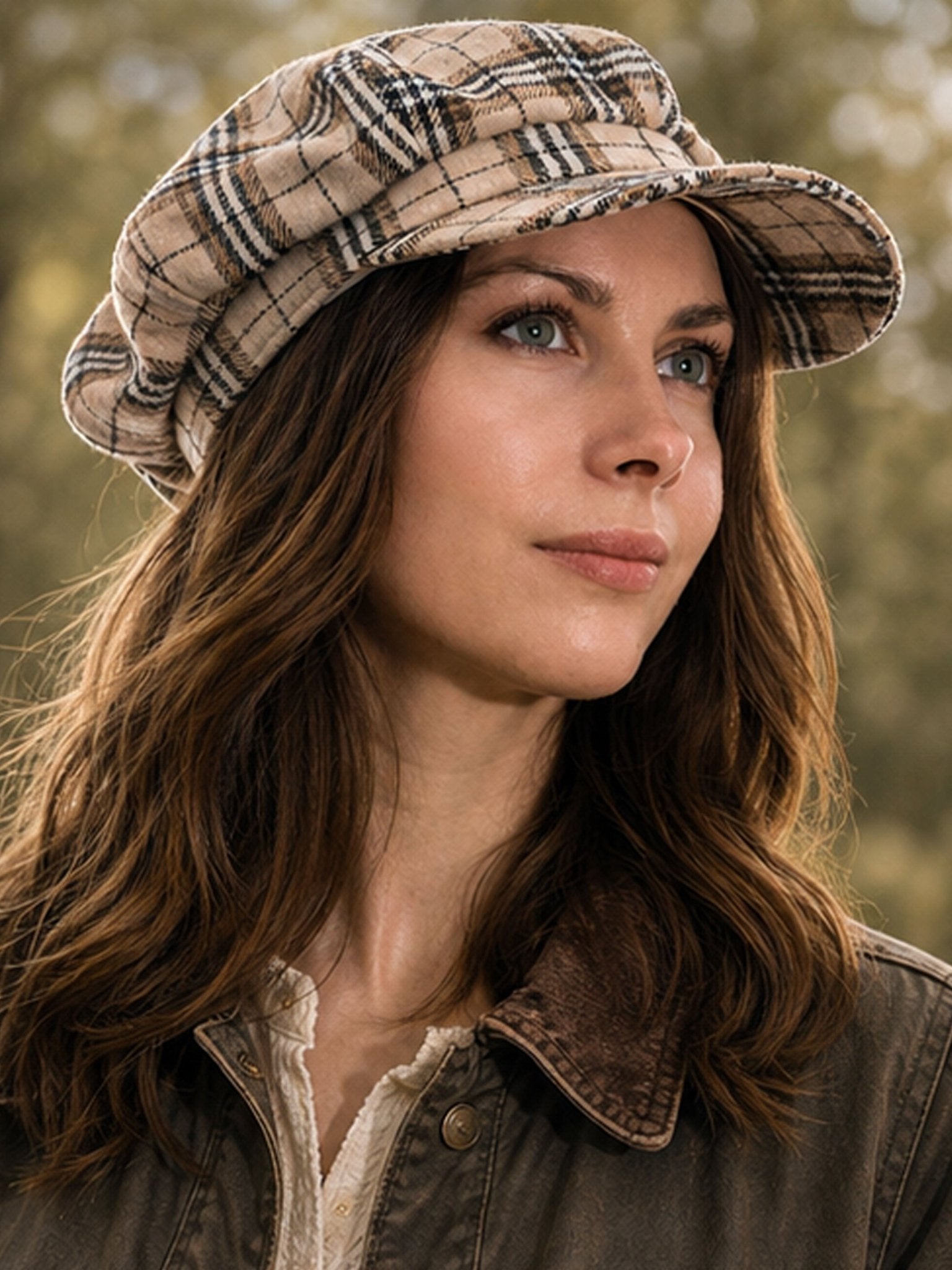 Craggi Tweed Baker Boy Hat Newsboy Cap Oatmeal Check Shelby Hats ladies CRAGGI Hats