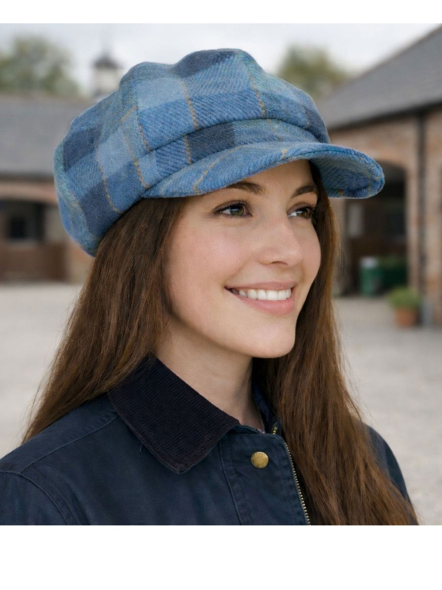 Craggi Tweed Baker Boy / Newsboy Cap Strathy Blue Plaid Flat Cap ladies / Womens CRAGGI Hats