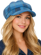 Craggi Tweed Baker Boy / Newsboy Cap Strathy Blue Plaid Flat Cap ladies / Womens CRAGGI Hats