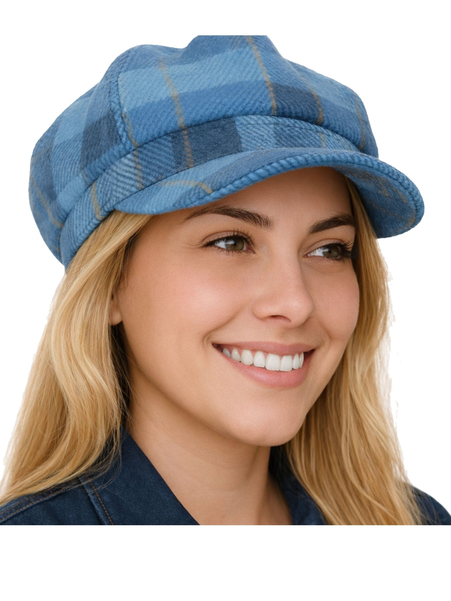 Craggi Tweed Baker Boy / Newsboy Cap Strathy Blue Plaid Flat Cap ladies / Womens CRAGGI Hats