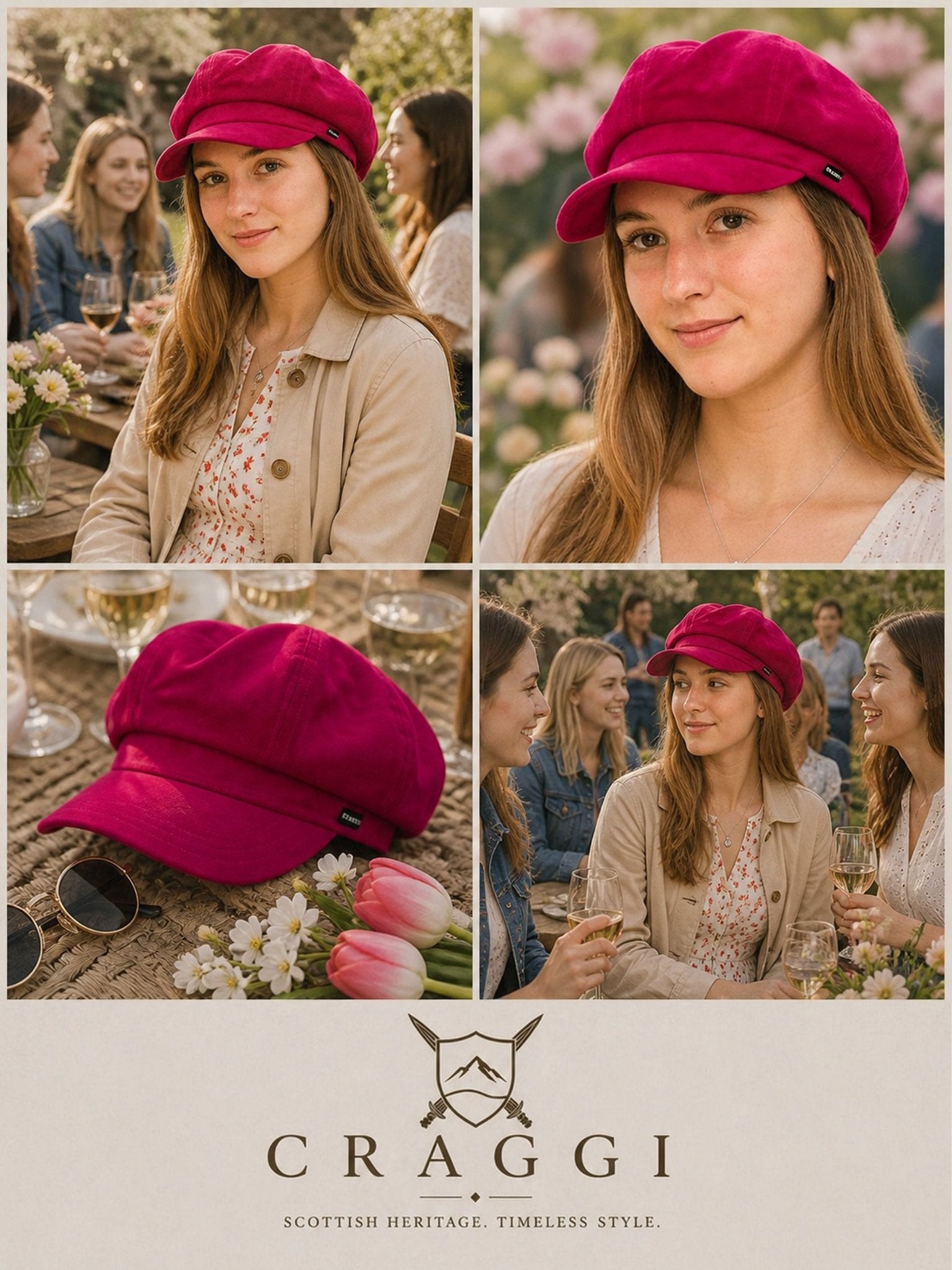 Craggi Velvet Baker boy Ladies Hat Pink Velvet Newsboy womens Cap CRAGGI Hats