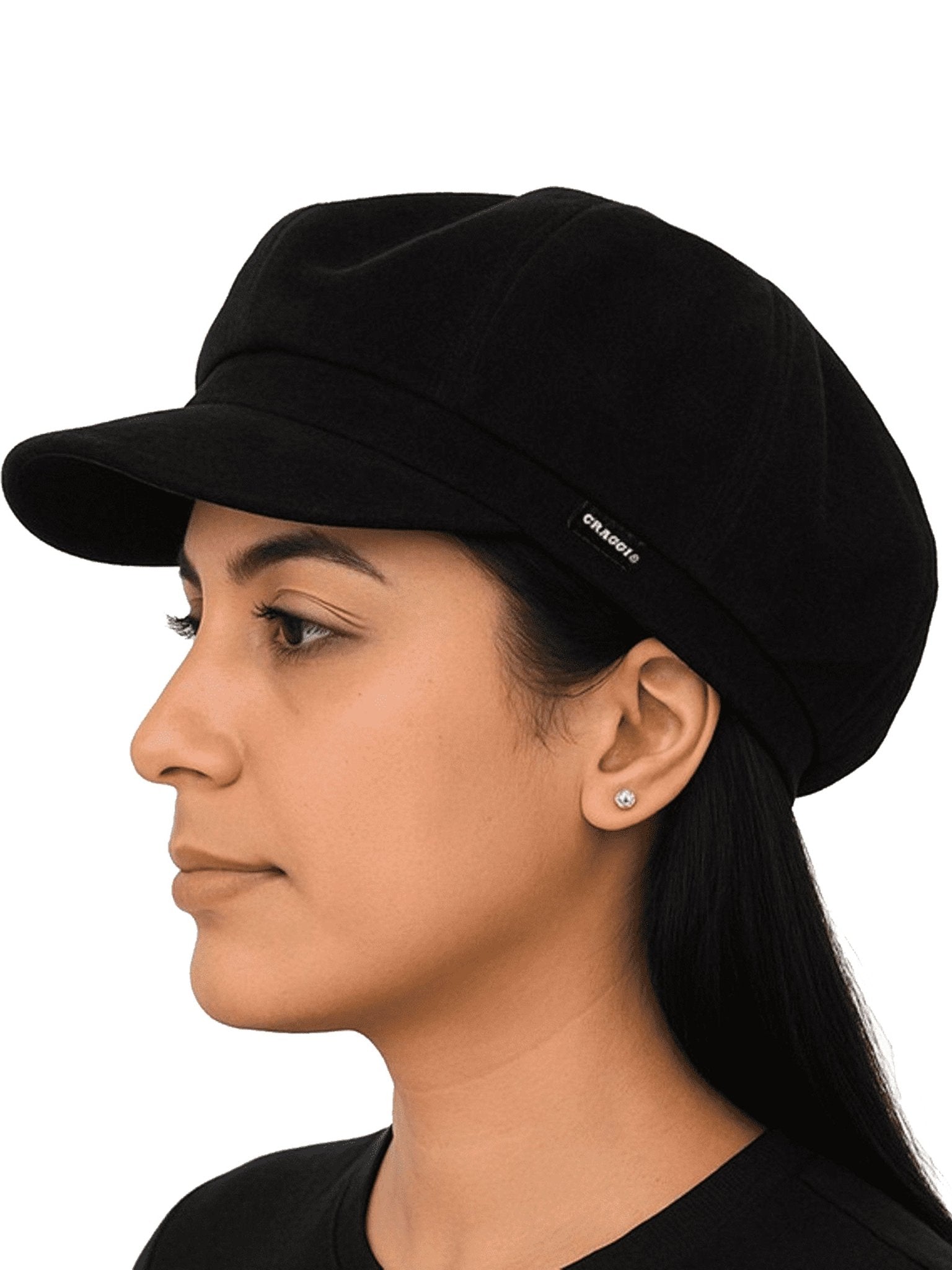 Craggi Womens Black Velvet Baker Boy Cap, Ladies Newsboy Hat CRAGGI Hats