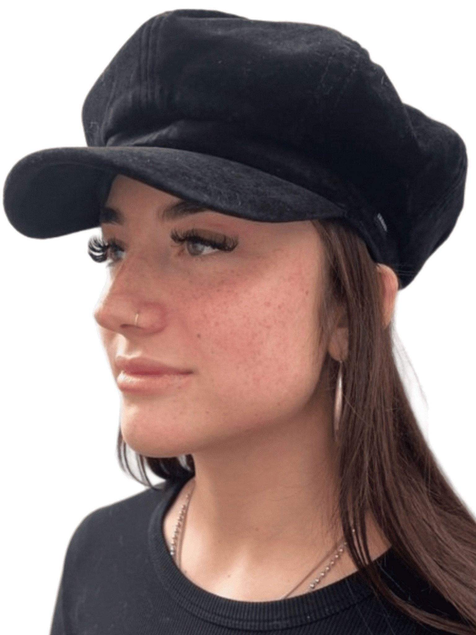 Craggi Womens Black Velvet Baker Boy Cap, Ladies Newsboy Hat CRAGGI Hats