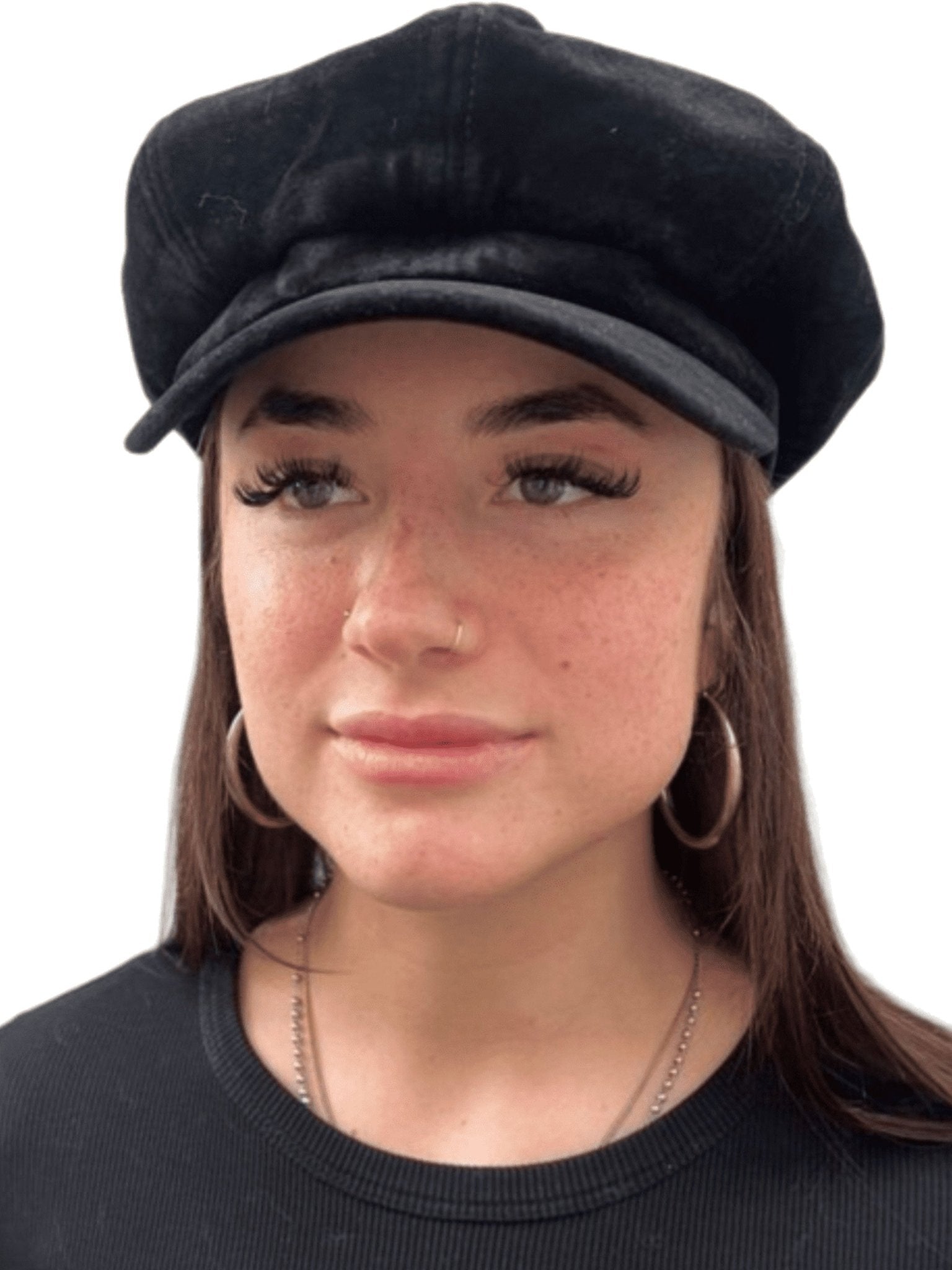 Craggi Womens Black Velvet Baker Boy Cap, Ladies Newsboy Hat CRAGGI Hats