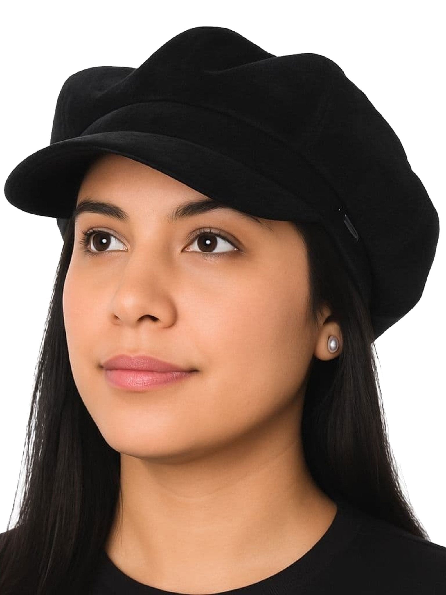 Craggi Womens Black Velvet Baker Boy Cap, Ladies Newsboy Hat CRAGGI Hats