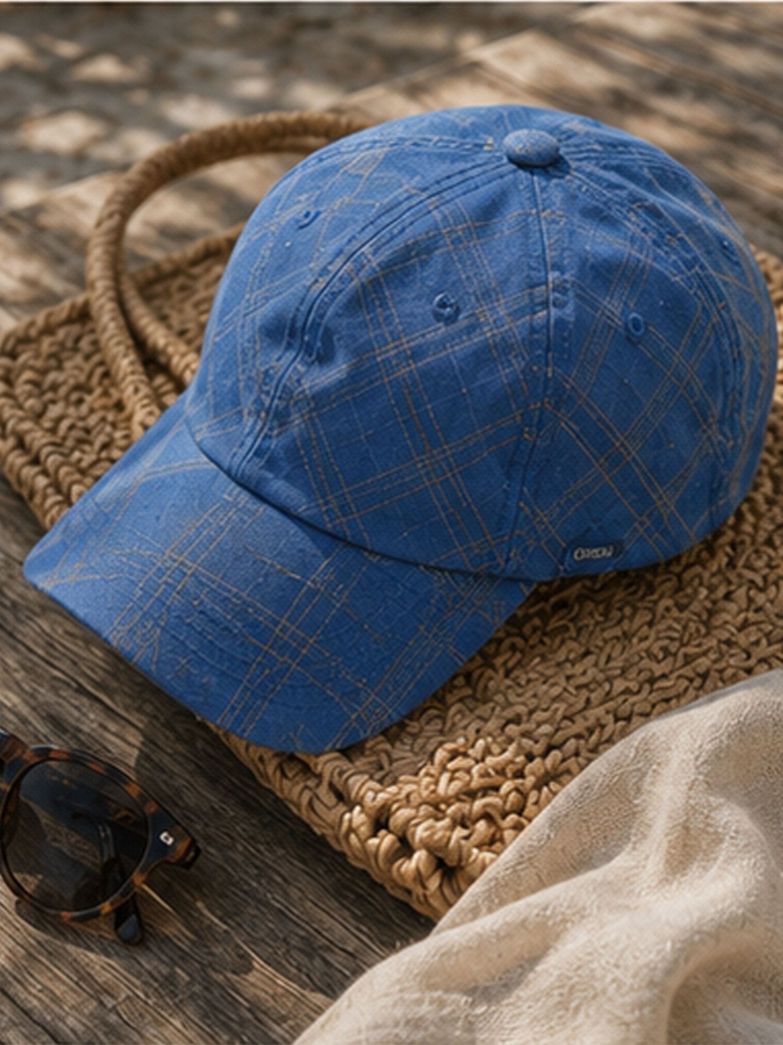 CRAGGI Women’s Patchwork Check Baseball Cap - Blue & Pink Hat | Cotton Casual Sports Cap CRAGGI Hats