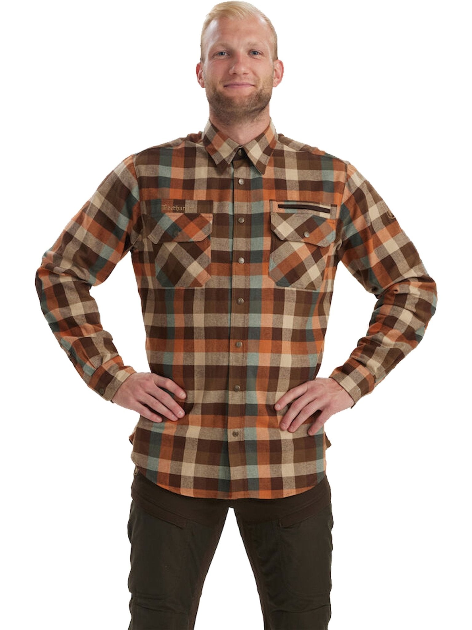 Deerhunter Mens Long sleeve shirt cotton button checked shirt - Deerhunter Mens Shirt James