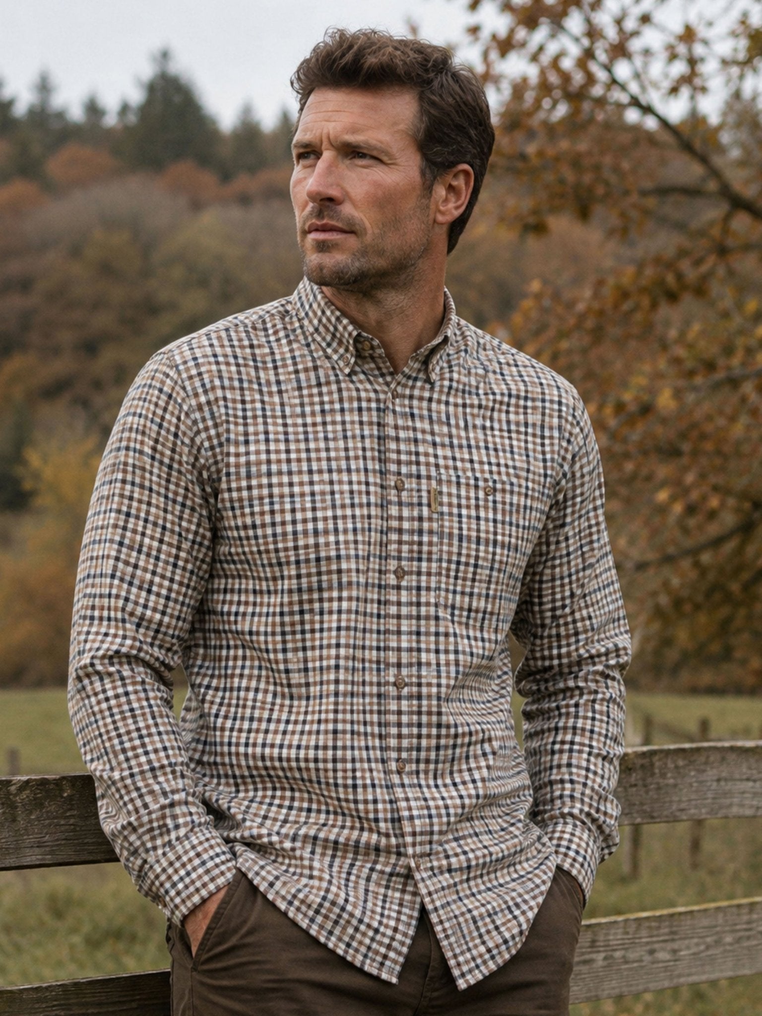 Härkila Milford Men’s Long Sleeve Shirt - 100% Cotton mens shirt Harkila Shirt
