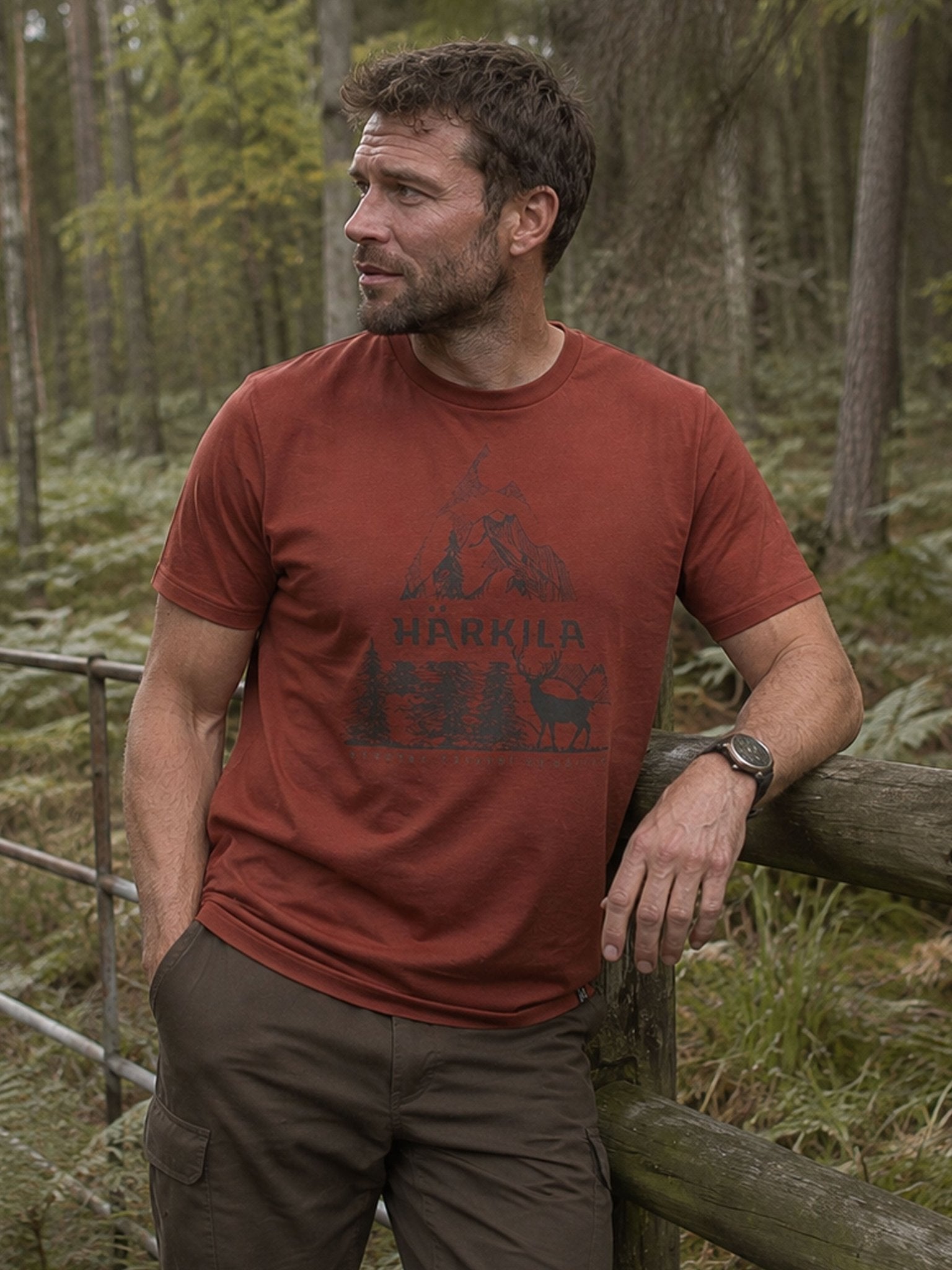 Harkila Mens Short Sleeve Tee / Nature Print T-Shirt Harkila T-Shirt