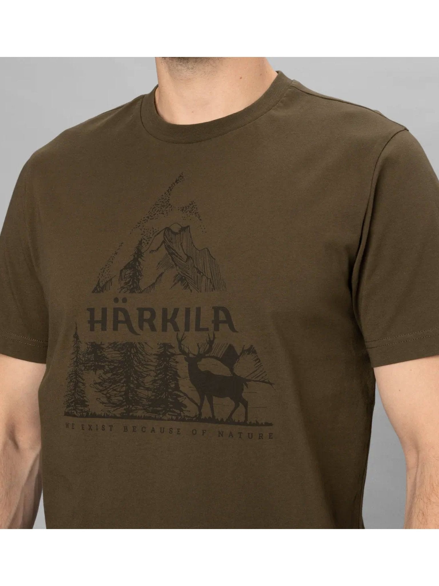 Harkila Mens Short Sleeve Tee / T-Shirt - Nature Print mens cotton t-shirt Harkila