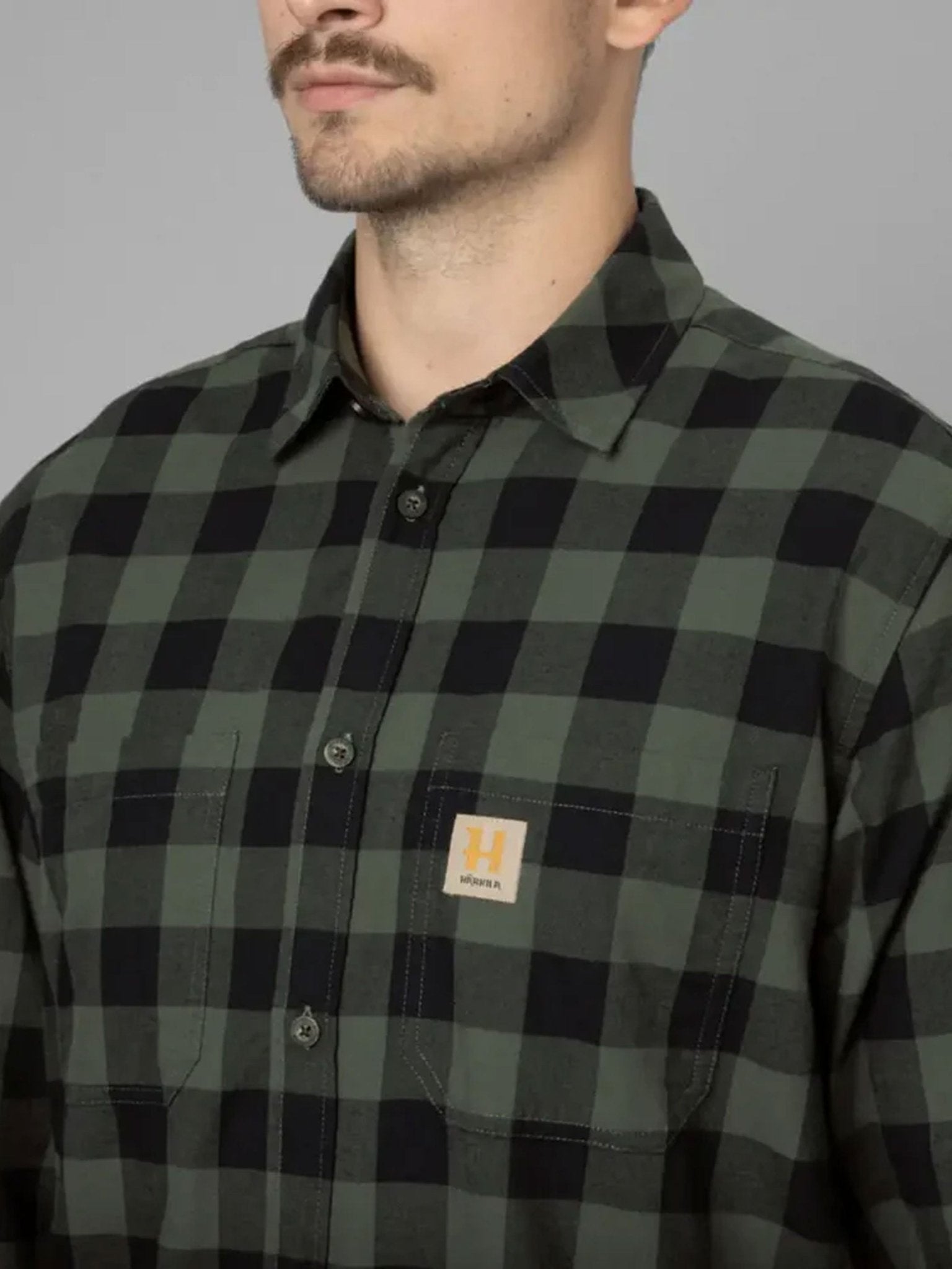 Harkila Scandinavian Long Sleeve Mens Shirt / Brushed cotton check shirts Harkila