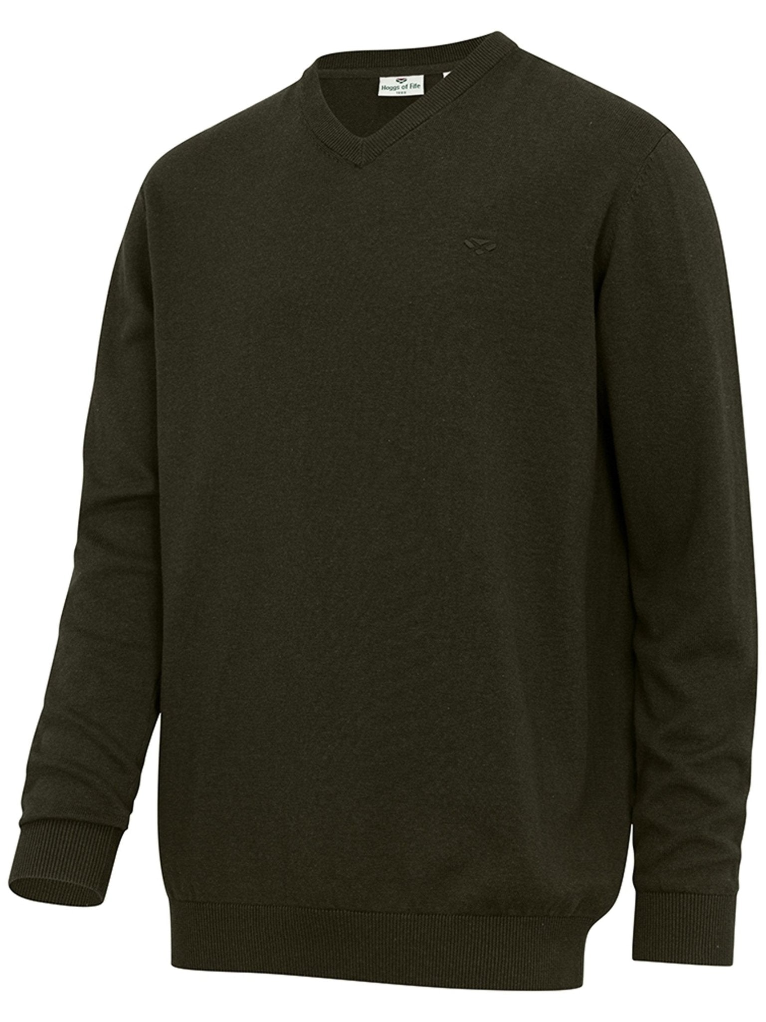 Hoggs of Fife Hoggs of Fife - Stirling II V Neck Mens Jumper - 100% cotton Mens Pullover Long Sleeve