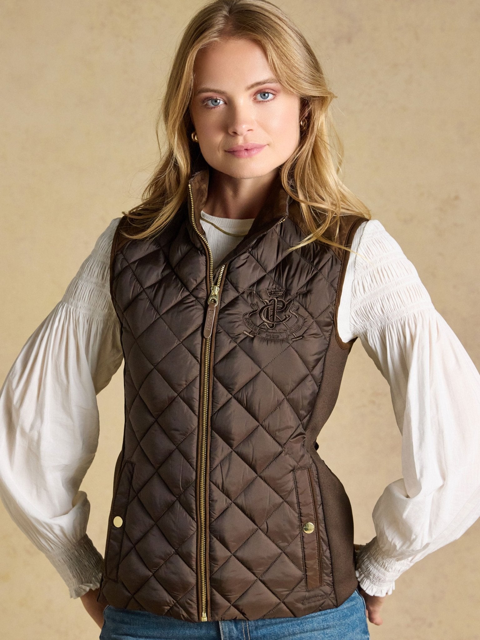 Joules Braemar Luxe Ladies Gilet Showerproof Quilted waistcoat Joules Fleece & Gilet