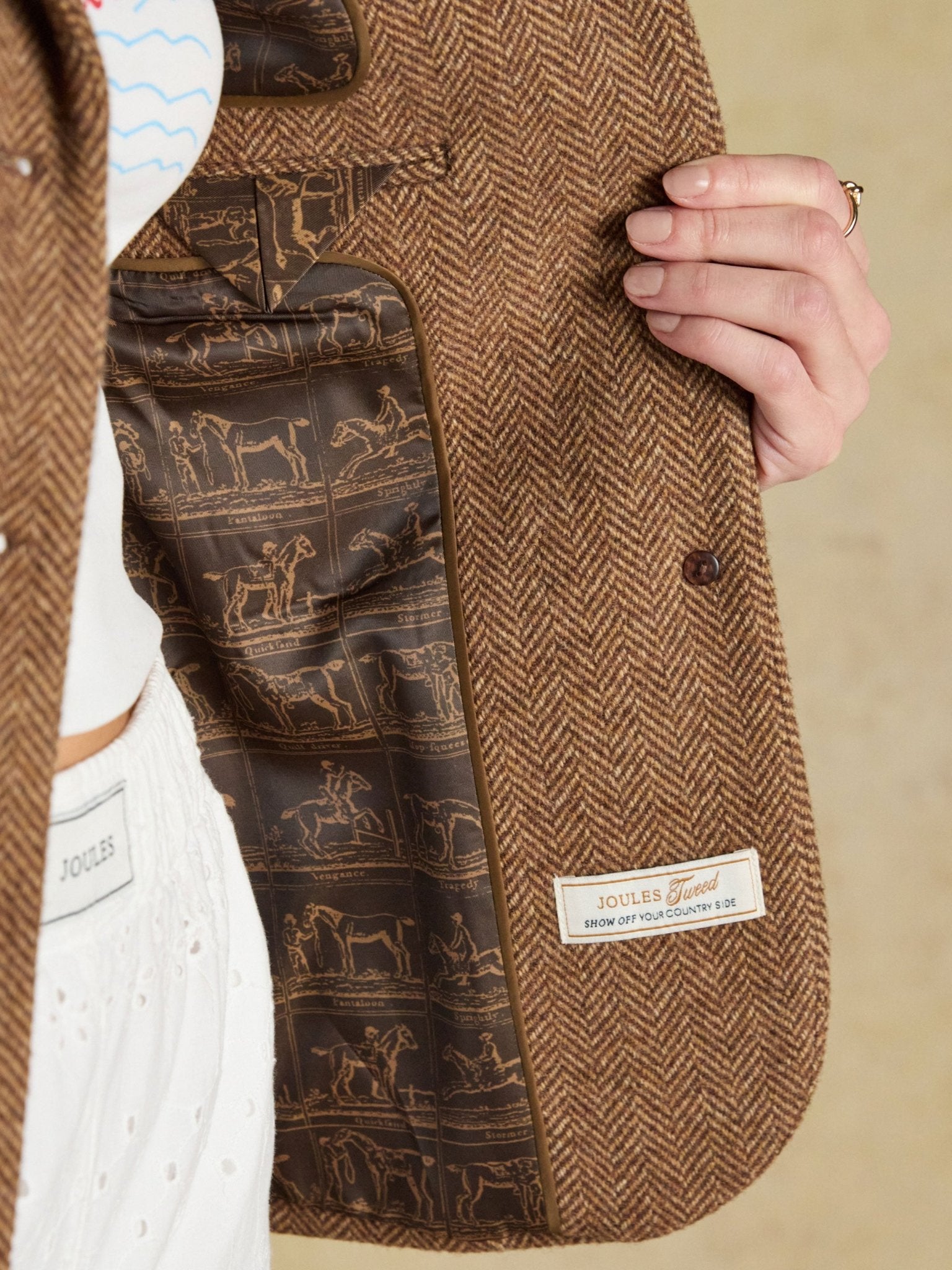 Joules Canterly Women’s Herringbone Tweed Hacking Jacket Joules Outerwear
