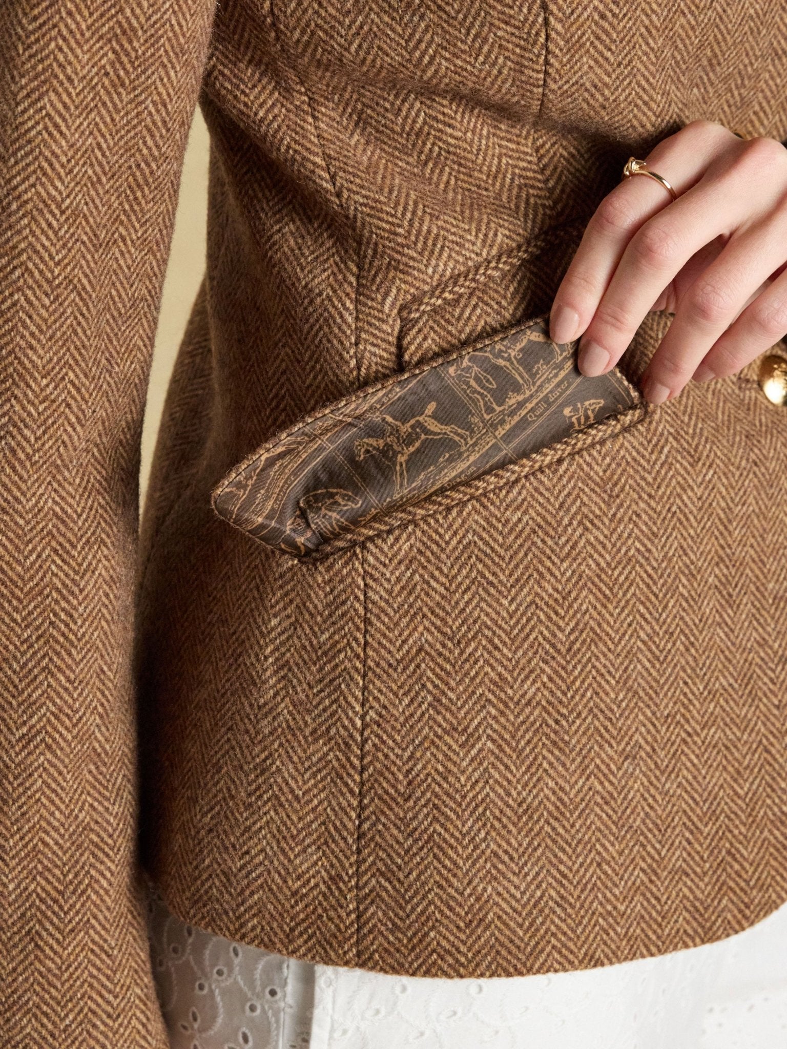 Joules Canterly Women’s Herringbone Tweed Hacking Jacket Joules Outerwear