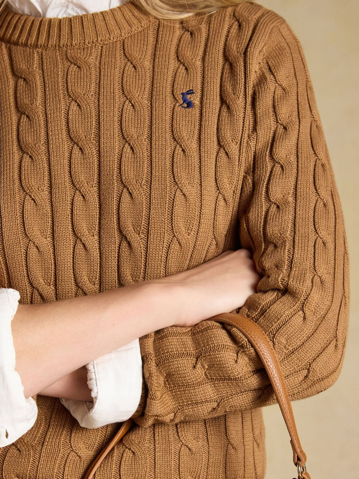 Joules Classic Cable Cotton ladies Jumper | Women's Crew Neck Pullover Joules Knitwear