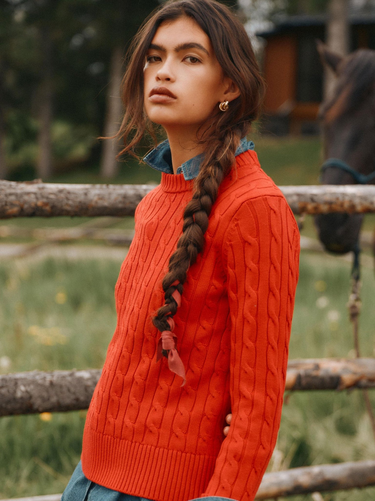 Joules Classic Cable Cotton ladies Jumper | Women's Crew Neck Pullover Joules Knitwear