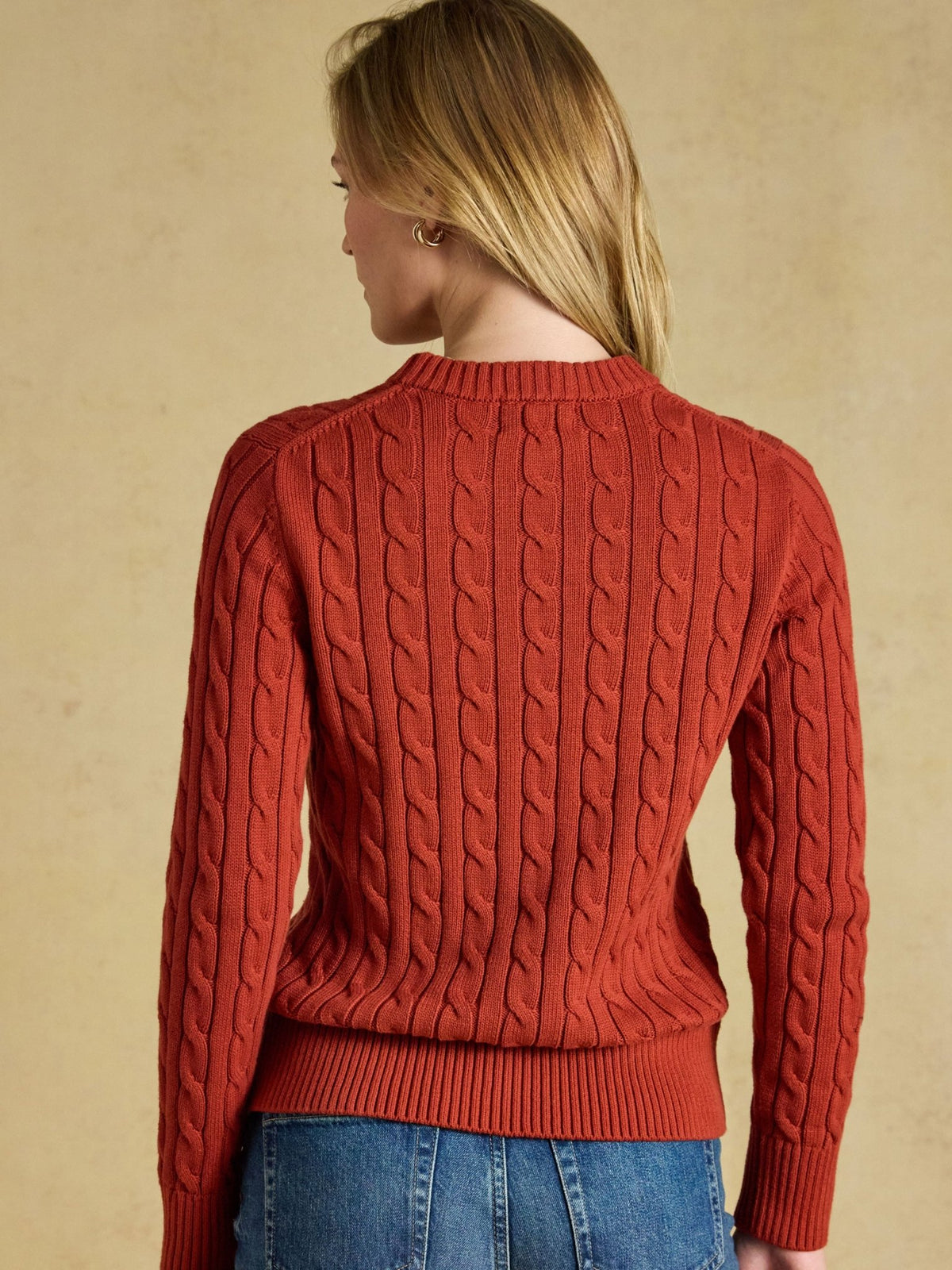 Joules Classic Cable Cotton ladies Jumper | Women's Crew Neck Pullover Joules Knitwear
