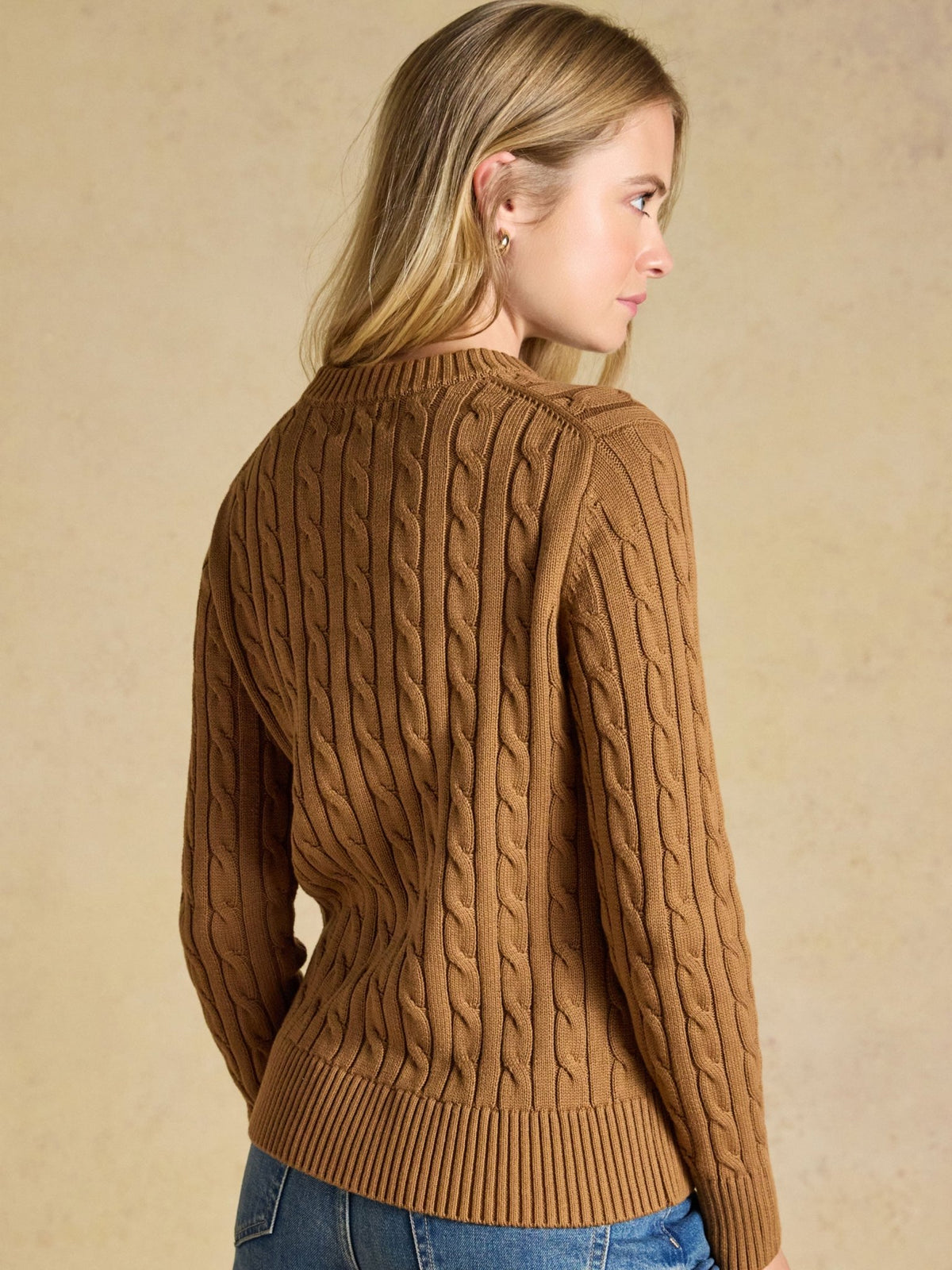 Joules Classic Cable Cotton ladies Jumper | Women's Crew Neck Pullover Joules Knitwear