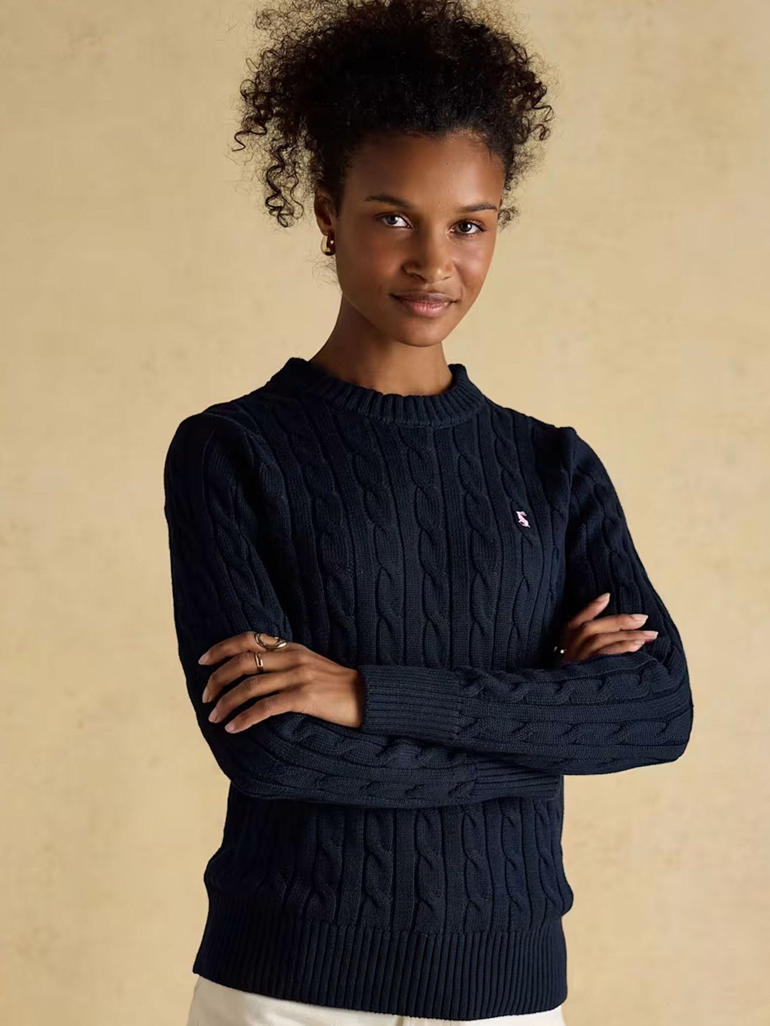 Joules Classic Cable Cotton ladies Jumper | Women's Crew Neck Pullover Joules Knitwear