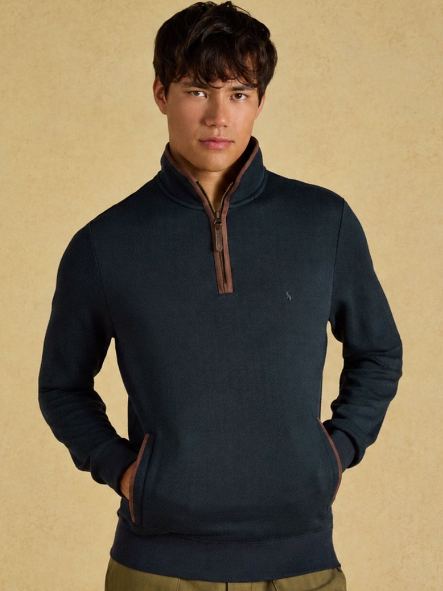 Joules Herringbone Quarter Zip Sweatshirt mens jumper / pullover Joules Knitwear