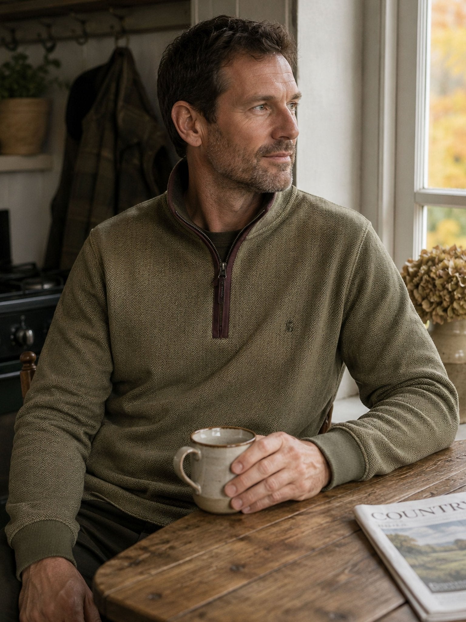 Joules Herringbone Quarter Zip Sweatshirt mens jumper / pullover Joules Knitwear