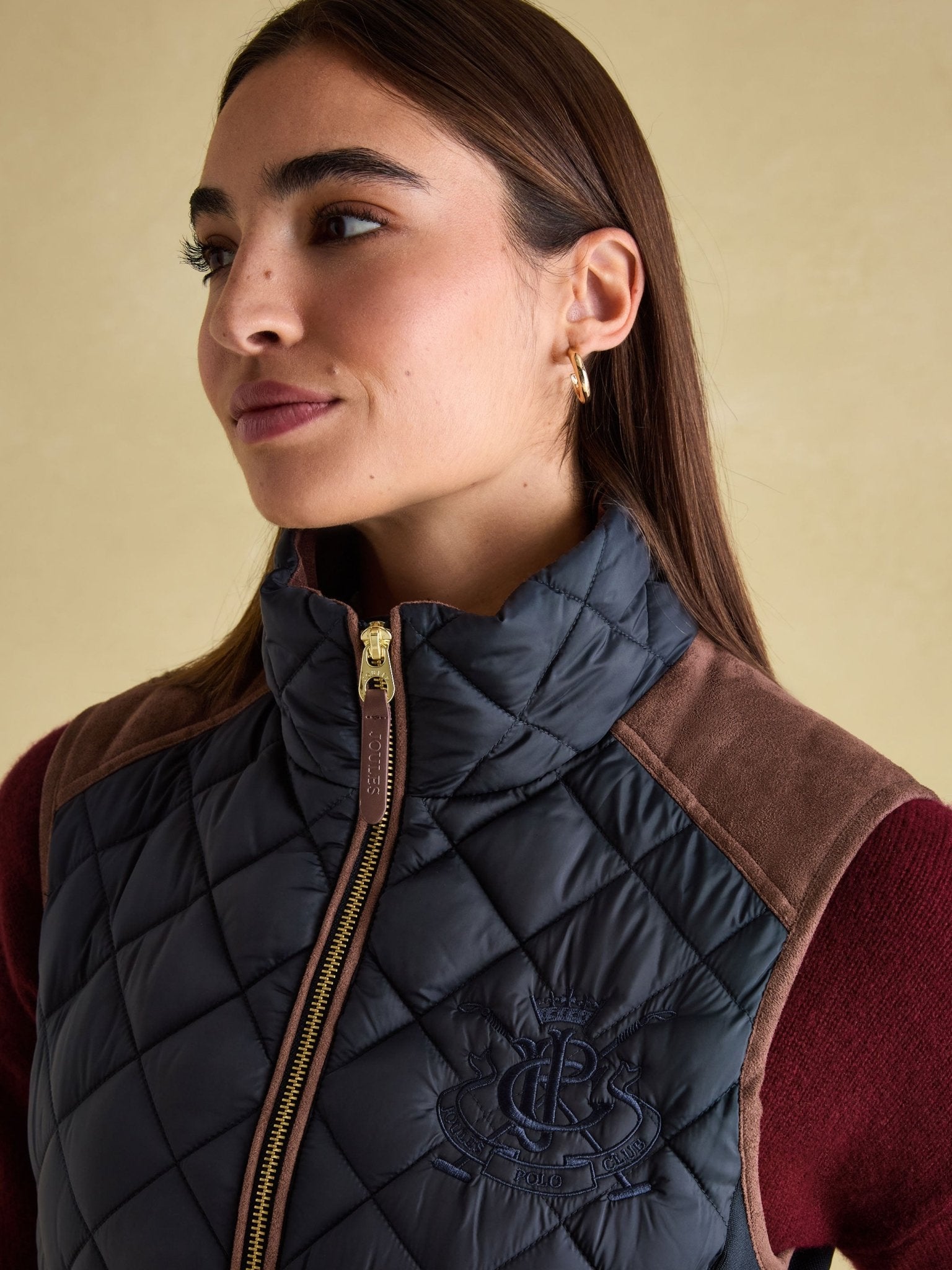 Joules Joules - Joules Braemar Luxe Showerproof Quilted Ladies Gilet, womens waistcoat / Bodywarmer