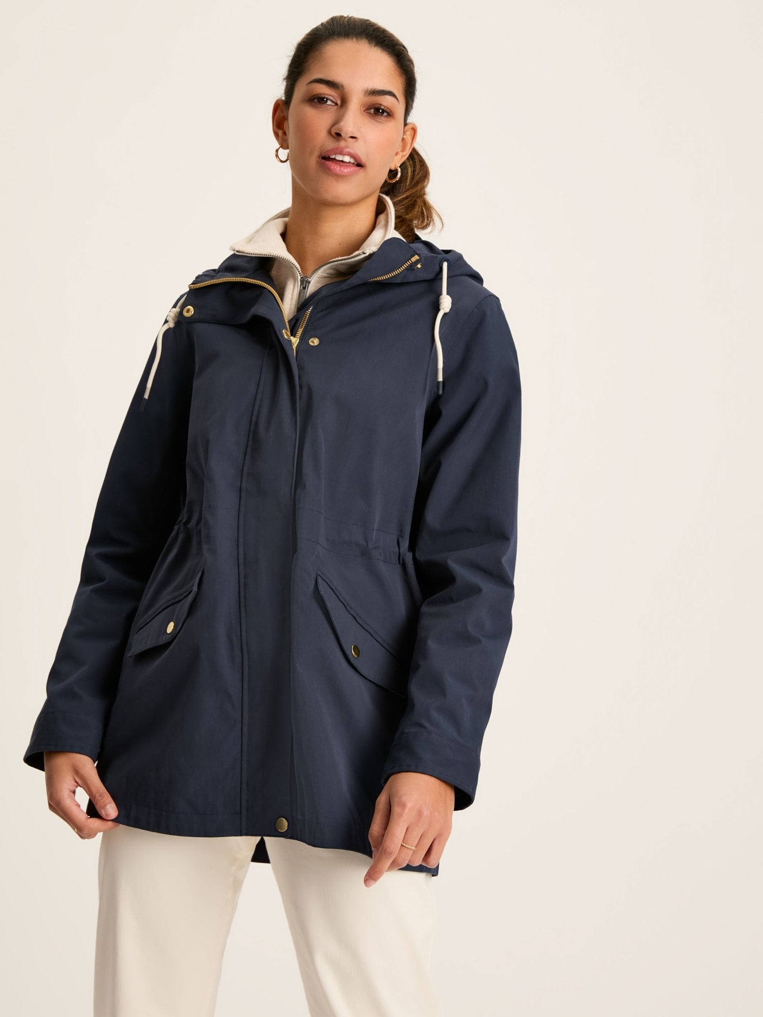 Joules Joules - Joules Womens Portwell Waterproof Raincoat With Hood - Ladies Outerwear