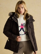 Joules - Ladies Aspen Showerproof Padded womens Coat with Faux Fur removable Hood Joules