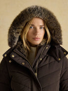 Joules - Ladies Aspen Showerproof Padded womens Coat with Faux Fur removable Hood Joules