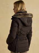 Joules - Ladies Aspen Showerproof Padded womens Coat with Faux Fur removable Hood Joules
