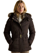 Joules - Ladies Aspen Showerproof Padded womens Coat with Faux Fur removable Hood Joules