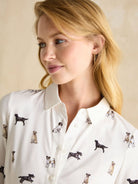 Joules - Ladies Burlington Eleanor Tomlinson Jersey Shirt - Dogs Print - womens shirt / blouse Joules