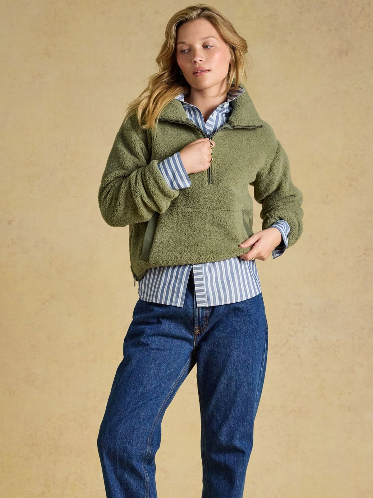 Joules Ladies Cropped Quarter Zip Fleece Jumper | Ladies Pullover Joules Fleece & Gilet