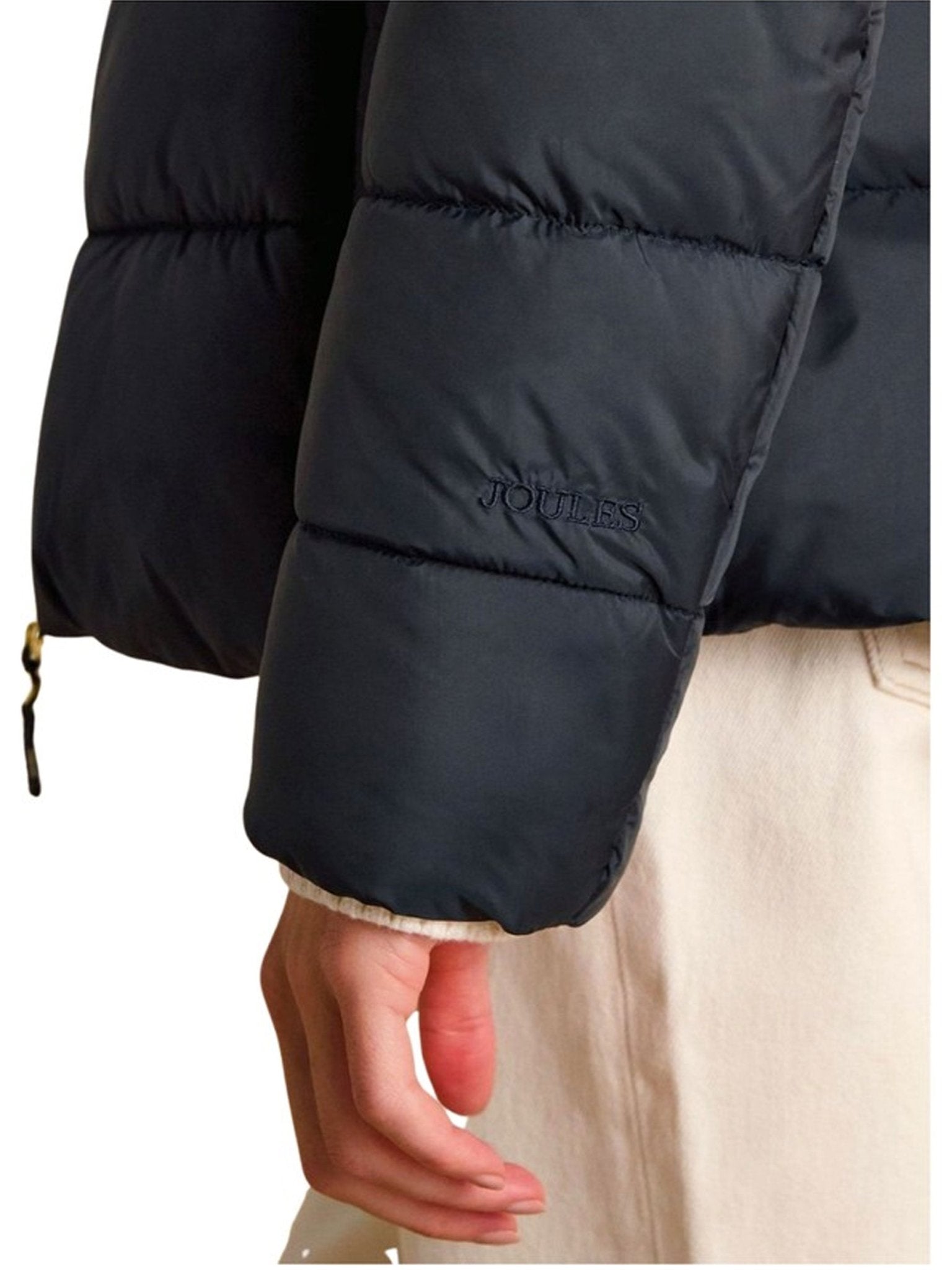 Joules - Ladies Hadlow Showerproof Padded womens Coat with Faux Fur removable Hood Joules